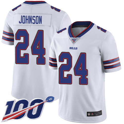 Men Buffalo Bills #24 Taron Johnson White Vapor Untouchable Limited Player 100th Season NFL Jersey->buffalo bills->NFL Jersey
